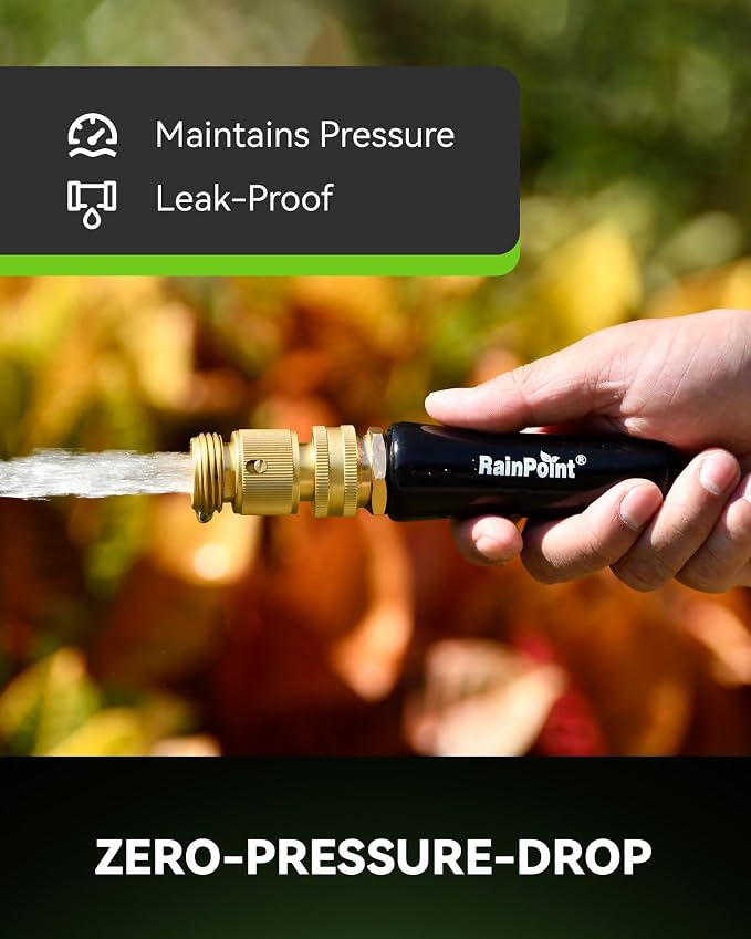 RainPoint Quick Connect Hose Fittings 3/4" GHT - Solid Brass Garden Hose Connectors, No-Leak Design & Universal Fit for Instant Connection (6 Sets)
