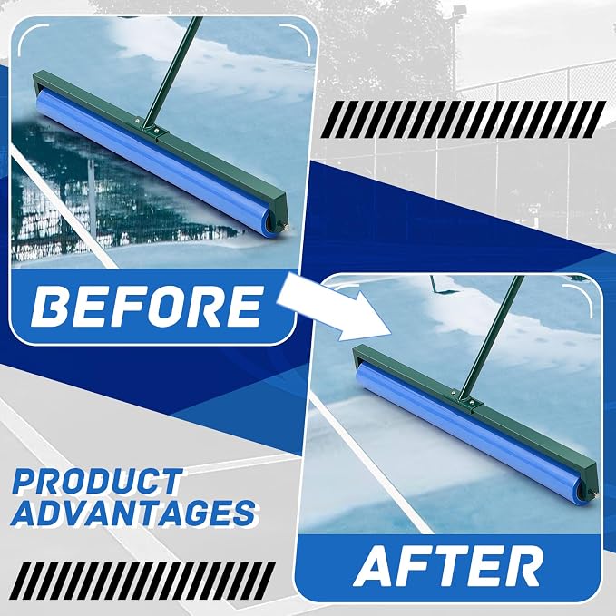 Suclain 36 Inch Tennis Court Squeegee PVA Foam Sponge Roller Lightweight Removes Water Quickly Clear Floors Tool for Tennis Basketball Sports Courts Garages