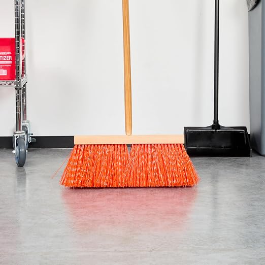 Restaurantware-BROOM HEAD ONLY: Clean Tek Professional 16-Inch Push Broom Head, 1 Heavy-Duty Push Cleaning Tool - Handle Sold Separately, Heavy Unflagged Bristles, Black Plastic, Outdoor