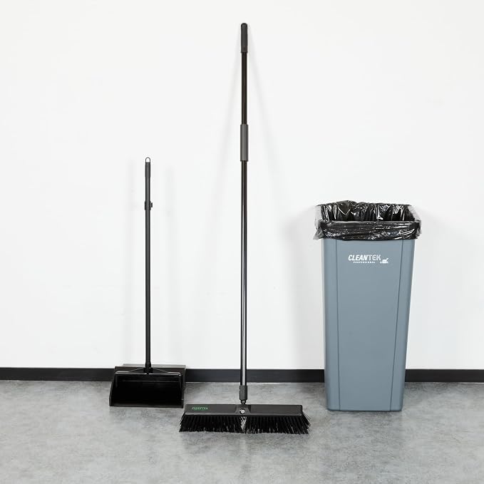 Restaurantware-Clean Tek Professional 17.13 Inch Push Broom, 1 Heavy-Duty Broom With 59â€ Handle - Heavy Bristles, 2 Handle Attachment, Wooden, Commercial Use, For Deck, Garage, Yard, Patio