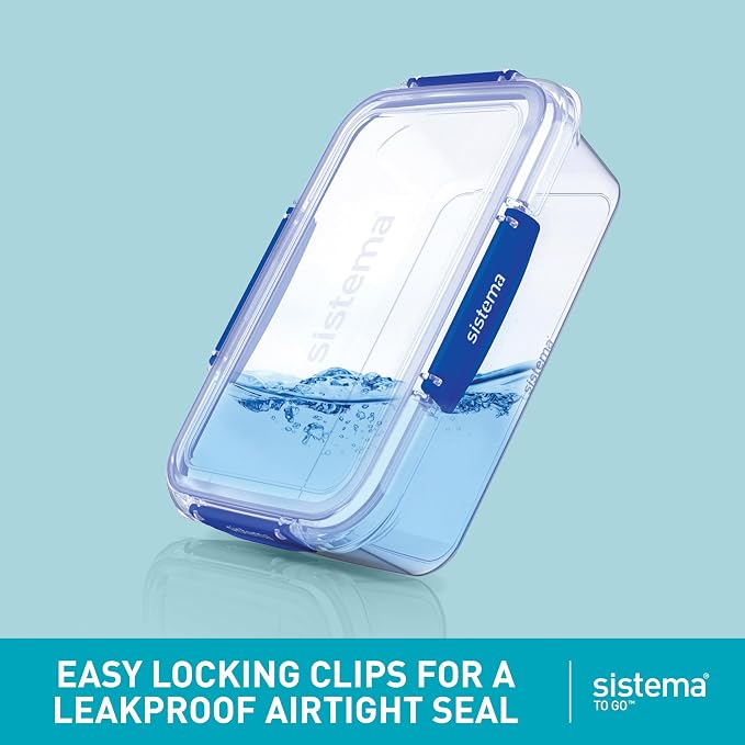 Sistema TO GO Stax Leakproof Food Storage Containers | 1 L | Airtight & Stackable Meal Prep Containers with Lids | Lunch Boxes | BPA-Free | 3 Count