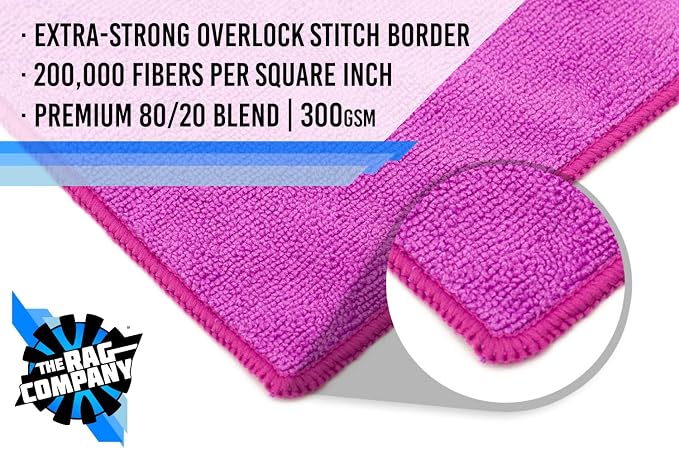The Rag Company - All-Purpose Microfiber Terry Cleaning Towels - Commercial Grade, Highly Absorbent, Lint-Free, Streak-Free, Kitchens, Bathrooms, Offices, 300gsm, 16in x 16in, Lavender (12-Pack)