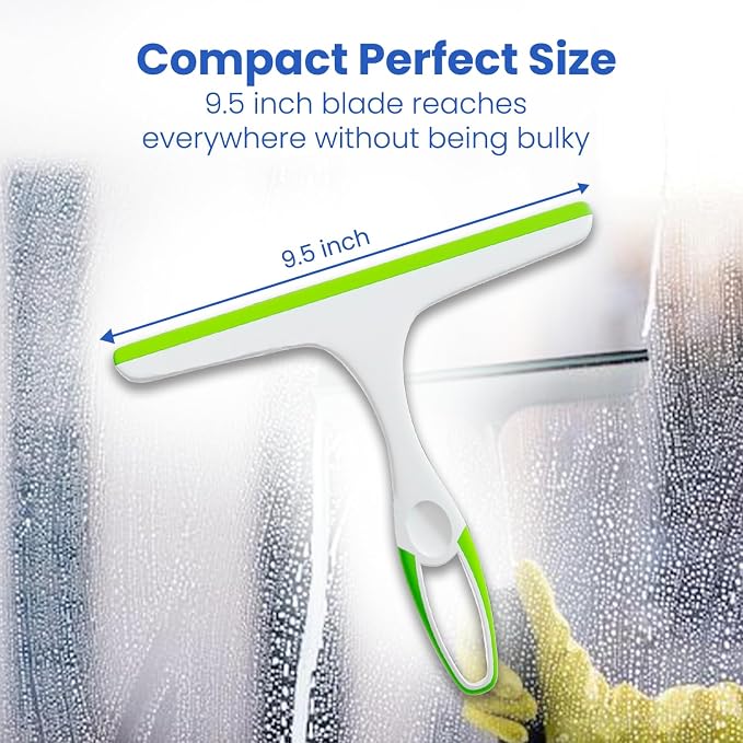 Middleofthemap Shower Squeegee - Flexible Silicone Blade, Lightweight Plastic Handle, Easy Hanging Hook, Attractive Colors, Perfect for Glass Doors, Windows, Tiles, and Mirrors 9.5" (2)