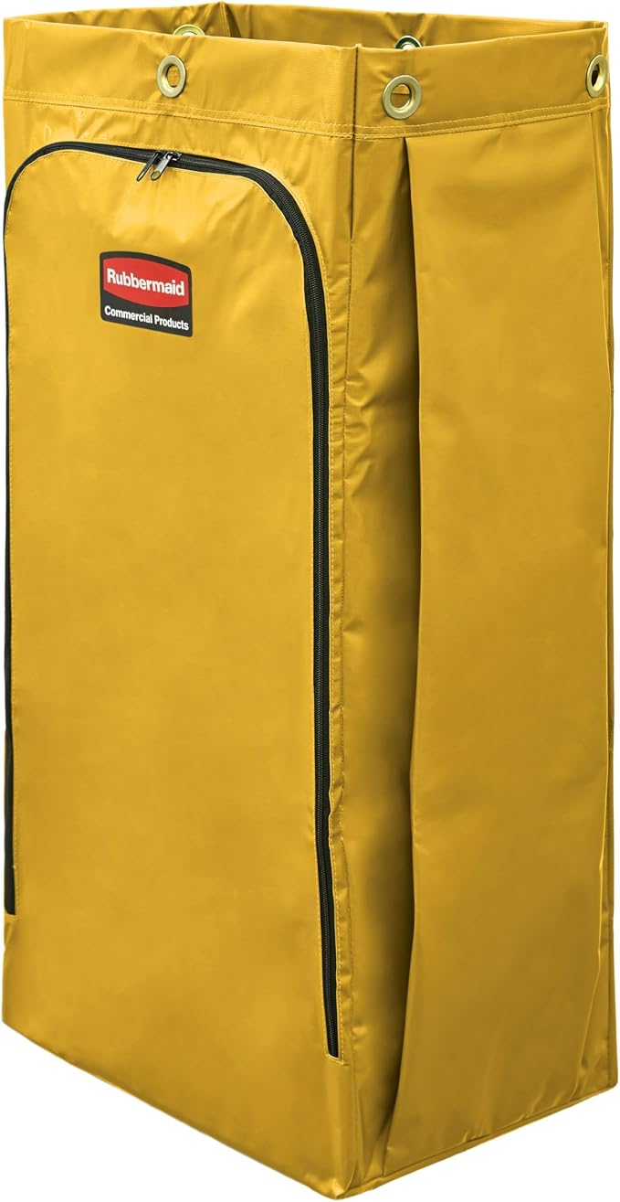 Rubbermaid Commercial High Capacity Vinyl Janitorial Cleaning Cart Bag Waste/Trash/Laundry/Linen Collection for Restraurant/Café/Office/School/Motel/Facility 34 Gallon Yellow