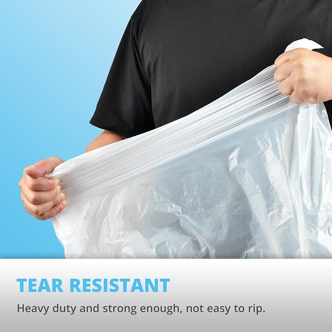 15 Gallon Drawstring Trash Bags, 80 Count, White | Ultra Thick, Heavy Duty, Leak Proof Large Plastic Garbage Bags for Tall Kitchen Home Office Outdoor