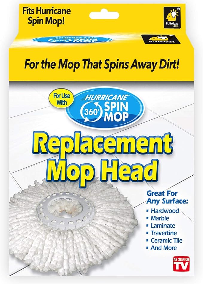Hurricane Spin Mop Replacement Head, Absorbent Microfiber, Holds 10X Weight