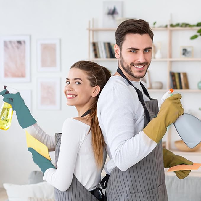 Reusable Kitchen Dishwashing Gloves - 3 Pairs Rubber Household Cleaning Gloves, Flexible and Durable & Non-slip Cleaning Gloves, Great for Kitchen, Laundry, Bathroom (M, Purple+Brown+Blackish Green)