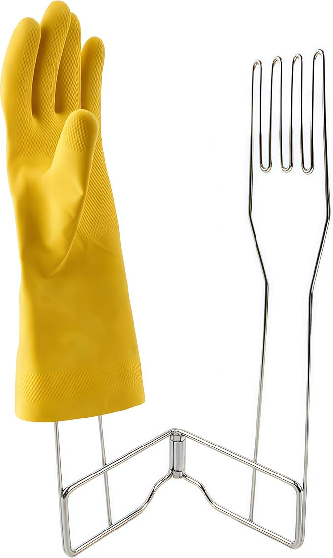 Stainless Steel Glove Holder | Collapsible Dish Rack Stand Organizes Dish Gloves, Fits Rubber Gloves For Dishwashing