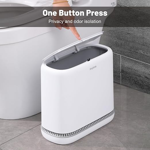 3.3 Gallon Slim Garbage Can with Lid and 75 Counts trash bag