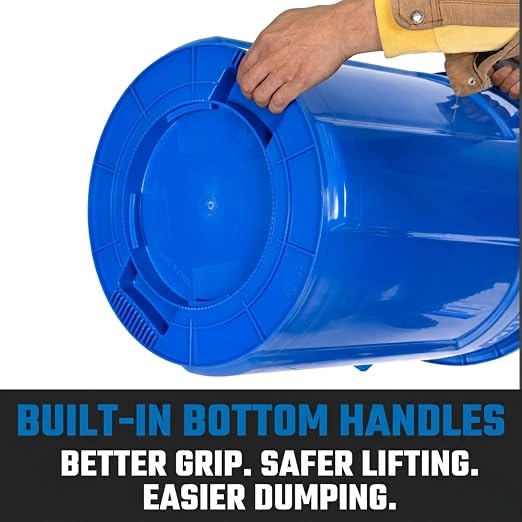 Magnum 44 Gallon Trash Can, High-Vis Blue, Construction Grade, Heavy Duty Plastic, Jobsite Ready for Holding Garbage and Recycling CMTC-C000-44B03 (3 Pack)