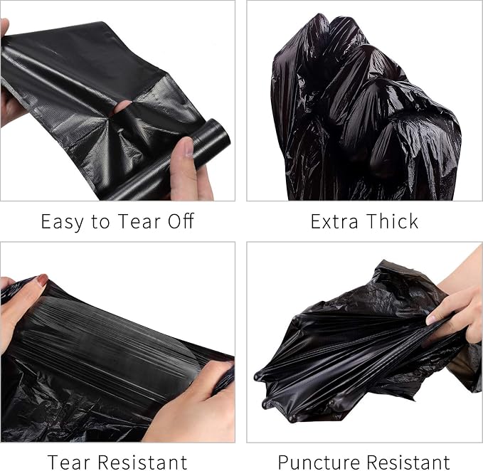 Trash Bags, Garbage Bags, 150 Count 4 Gallon [Extra Thick][Leak Proof] Rubbish Bags Wastebasket Bin Liners for Home Office Trash Can Black