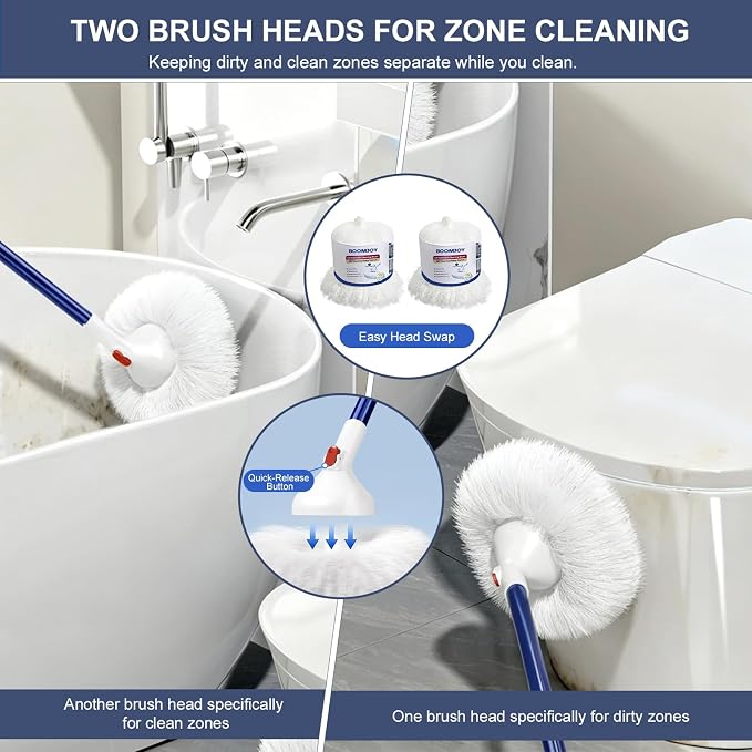 Shower and Tub Scrubber Brush - Non-Scratch Cleaning Brush for Bathtub Sink | Long Handle, 2 Tile Cleaner Brush Refills, 360° Flexible Brush, Cleaning for Bathroom Shower Tile Tub Sink Acrylic Glass Wall