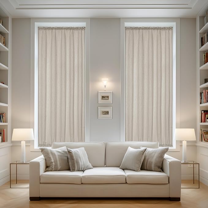Semi Sheer Sidelight Door Curtains 25 X 72 Inches Long 2 Panels | Burlywood Birch, Privacy Light Filtering, Rustic Curtain, for Front Back Glass Door Window Drapes, Rod Pocket, Tie Back