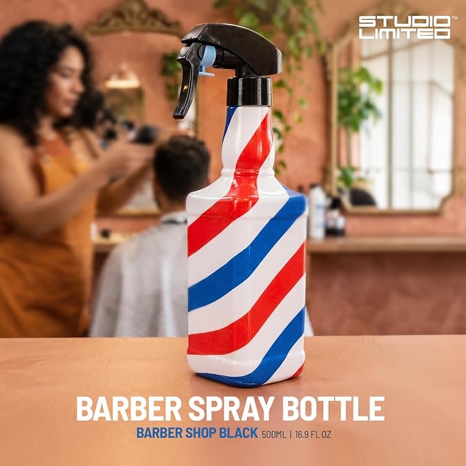 STUDIO LIMITED Barber Spray Bottle Barber Stylist Fine Mist Sprayer Refillable Hair Spray Bottles Mist (Stripe 500ml/16.9oz)