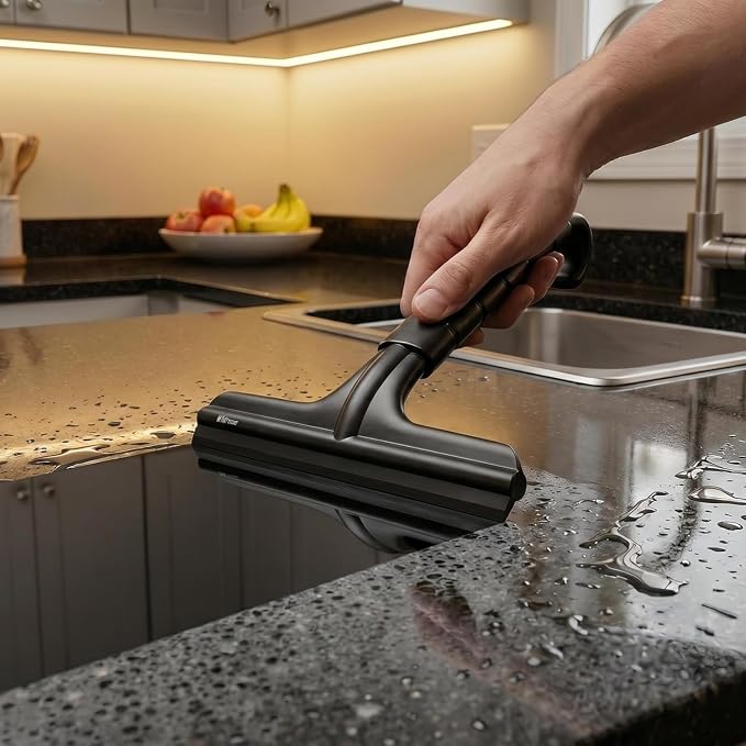 All-Purpose 10 Inch Silicone Shower Squeegee for Glass Doors | Bathroom Squeegee with Built-in Hook - Streak-Free Window Cleaner Tool for Tile, Mirror, Car, Rust-Proof No-Squeak Design