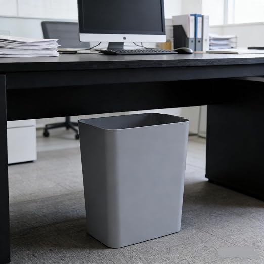 Zopnny Pack of 3 Rectangular Office Wastebasket Trash Can, 4.5 Gallon, Grey | Commercial Slim Trash Bins, Small Recycling Bin & Garbage Container for Office, Bathroom, Kitchen