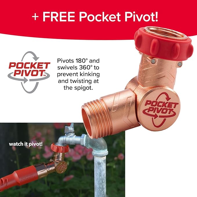Pocket Hose 50 FT Copper Head Expandable Garden Hose, As Seen on TV | Anti-burst sleeve reinforced with bulletproof fiber, 360° swiveling pocket pivot connector, lightweight compact design