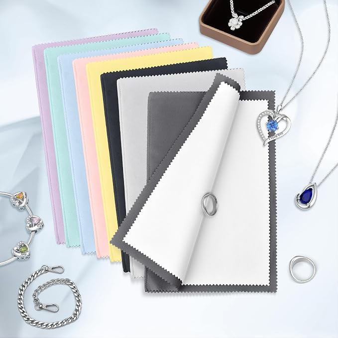SEVENWELL Silver Polishing Cloth, 2PCS Large Jewelry Cleaning Cloths | Dual-Layer Cleaning, Large 10" × 12", Reusable, Removes Tarnish, Restores Shine, For Sterling Silver, Gold & Platinum