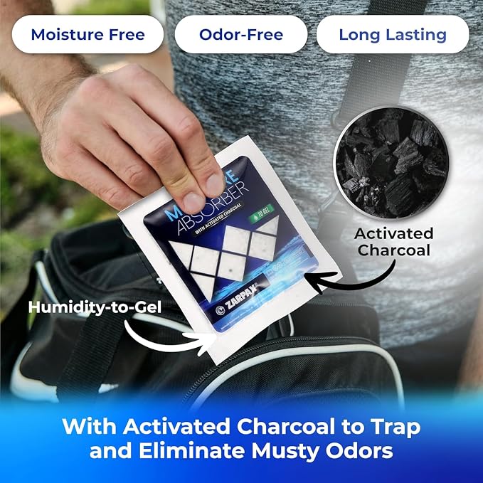 Moisture Absorber Sachets Activated Charcoal 1.4 oz/40g - Remove Excess Moisture In Air - Desiccant Dehumidifier for Closet, Drawer, Safe, Storage - Dampness & Humidity Control - Set of 30