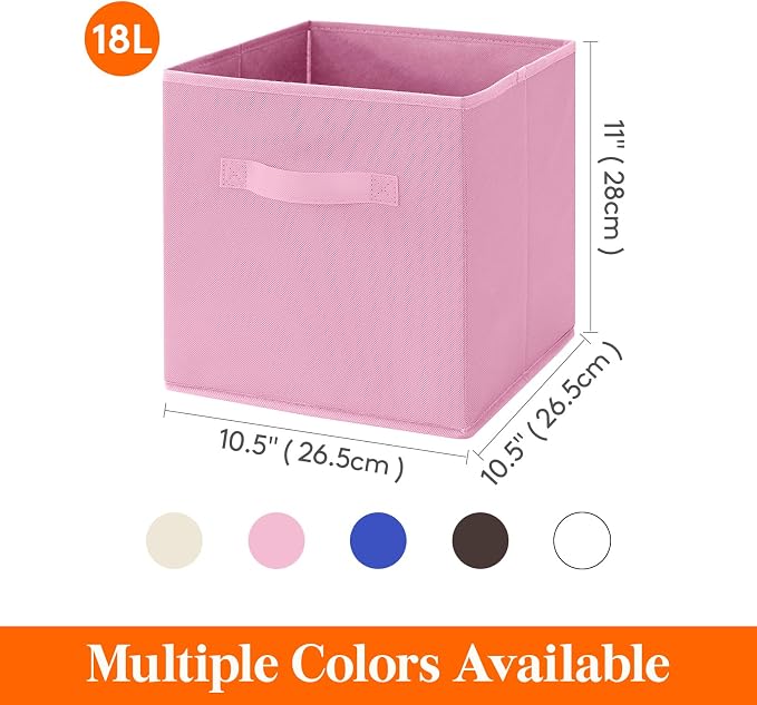 Lifewit Storage Cubes, 11 Inch Organizer Bins, 18L Pink, 12 Packs | Foldable Decorative Fabric Storage Baskets for Organizing Home Organizers with Handles for Shelves, Closet
