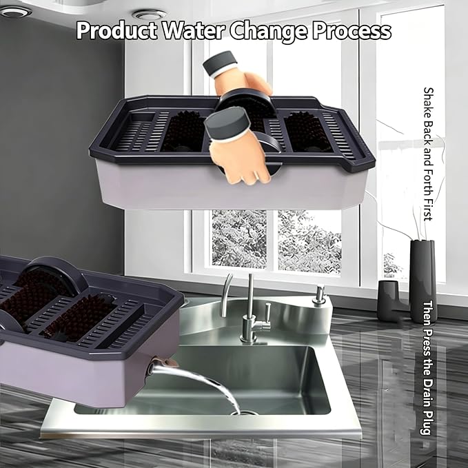 Outdoor Boot Scrubber & Shoe Cleaner - Non-Electric Mud & Dirt Removal Brush with Water Tank, Separate Design for Indoor/Outdoor Use, Footwear Types