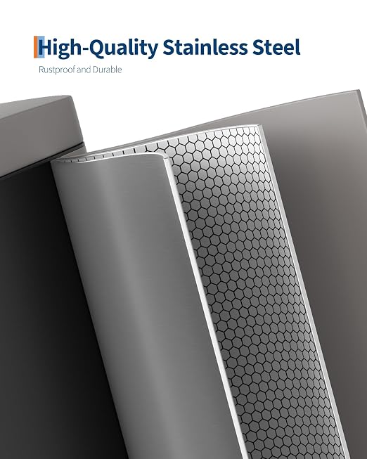 GarveeHome 2.6 Gallon Bathroom Trash Can, Space-Saving Slim Stainless Steel Step-On Garbage Bin with Soft Close Lid, Removable Inner Bucket for Bathroom & Bedroom,Grey