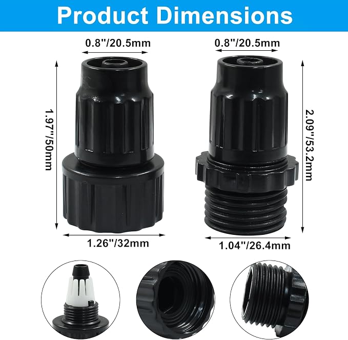 3 Sets Garden Expandable Hose Repair Kit | Faucet Adapter, Female Male Hose Connectors, Rubber Gaskets, 3/4" Thread