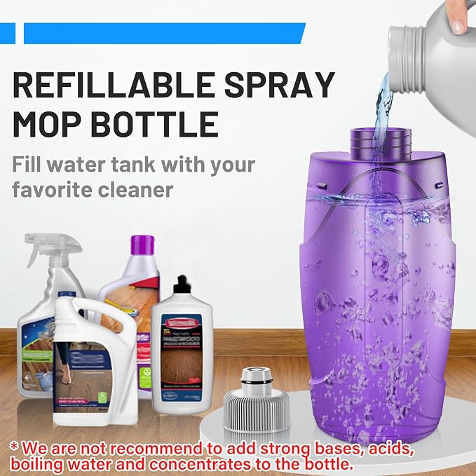 Spray Mops for Floor Cleaning - Wet Dry Mops for Hardwood Tile | 2 Washable + 2 Disposable Pads for Swiffer Powermop,500+ ML Refillable Bottle,Remove Pet Hair Multi-Stains for Home Kitchen