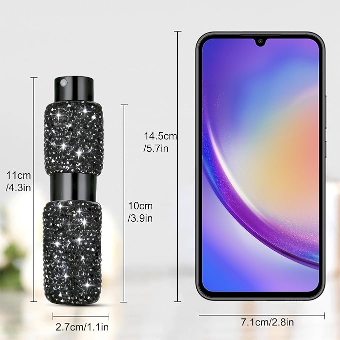 Portable 8ML Cologne Luxury Perfume Travel Refillable Bottle, Travel Size Perfume Refill Atomizer Bottle,Mini Spray Bottle Empty for Refill(Black 2PCS)