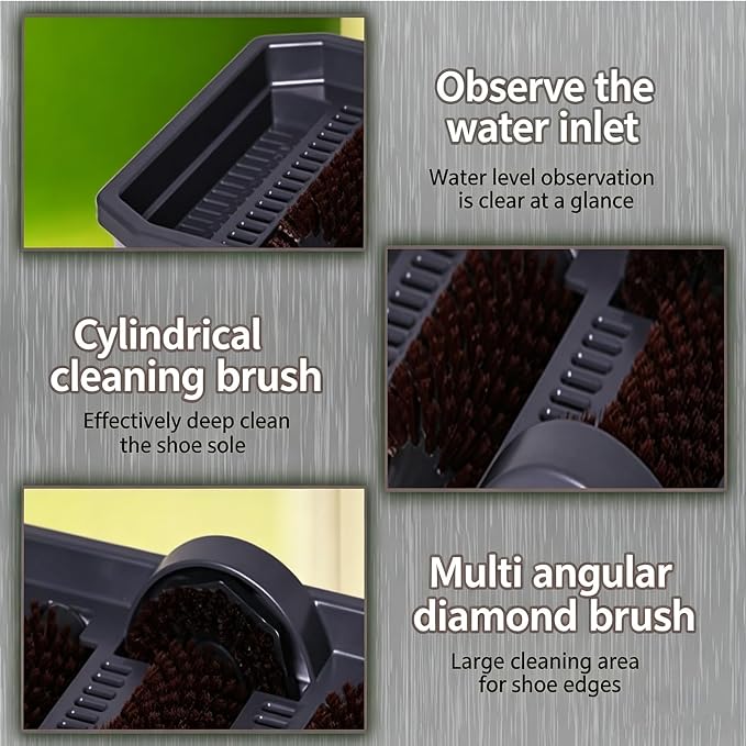 Outdoor Boot Scrubber & Shoe Cleaner - Non-Electric Mud & Dirt Removal Brush with Water Tank, Separate Design for Indoor/Outdoor Use, Footwear Types