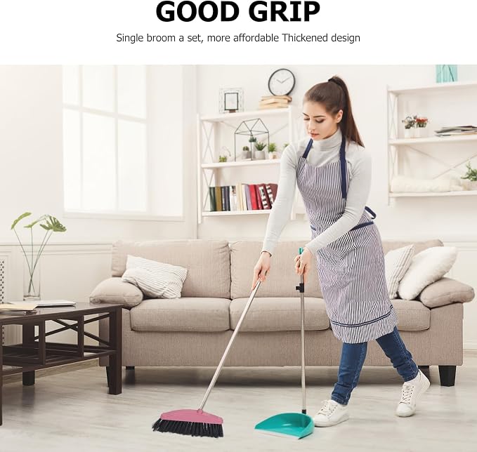 Luxshiny Long Handle Broom Outdoor Broom for Sweeping Floors Home for Kitchen Yard Driveway Garage Dense Bristles Cleaning Tool 34.37 inch Household Supplies