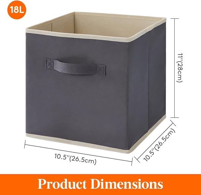 Lifewit Storage Cubes, 11 Inch Organizer Bins, 18L Gray, 12 Packs | Foldable Decorative Fabric Storage Baskets for Organizing Home Organizers with Handles for Shelves, Closet