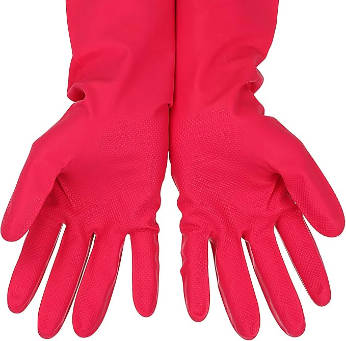 Latex Free Nitrile Cleaning Gloves, Small, 3 Pairs | 12 Mil Thick, Reusable Gloves with Non-Slip Grip, Waterproof for Dishwashing, Kitchen, Bathroom & Household Cleaning