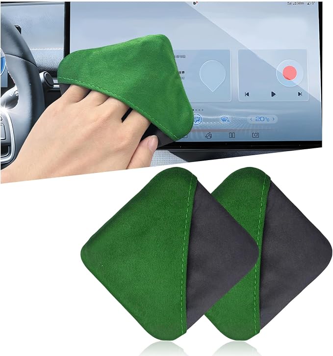 Ohleats 2PCS Car Screen Cleaner, Microfiber Cleaning Pad, Green&Gray | Lint-Free & Scratch-Safe, Glove-Style Wear, Wet/Dry Dual-Use, Foldable Portable, For Car/Phone/Tablet/Laptop/TV