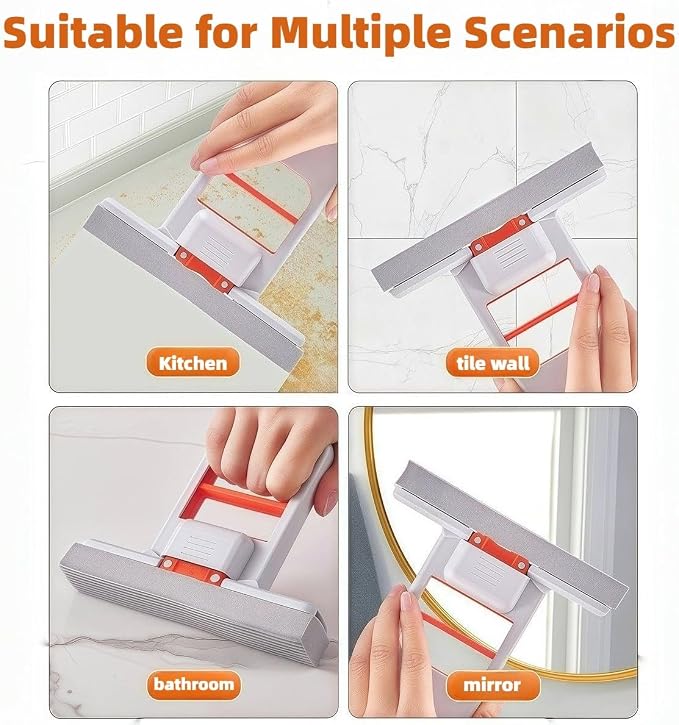 Press Grip Mini Mop with a Mini Foldable Desktop Mop, Zero-Touch Gap Dust Cleaner with 39in Stick & Clip On Locking Head, Dry Wet Disposable Dust Mop for Kitchen Wall Bathroom Toilet Corners