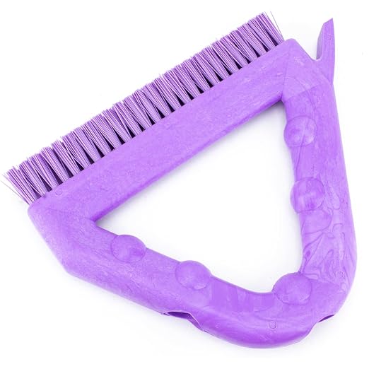 SPARTA Plastic Commercial Grout Brush, Triangle-Shaped Scrub Brush with Scraper and Two Threaded Holes for Attaching Handle (Sold Separately), 9 x 7 x 7 Inches, Purple, (Pack of 4)