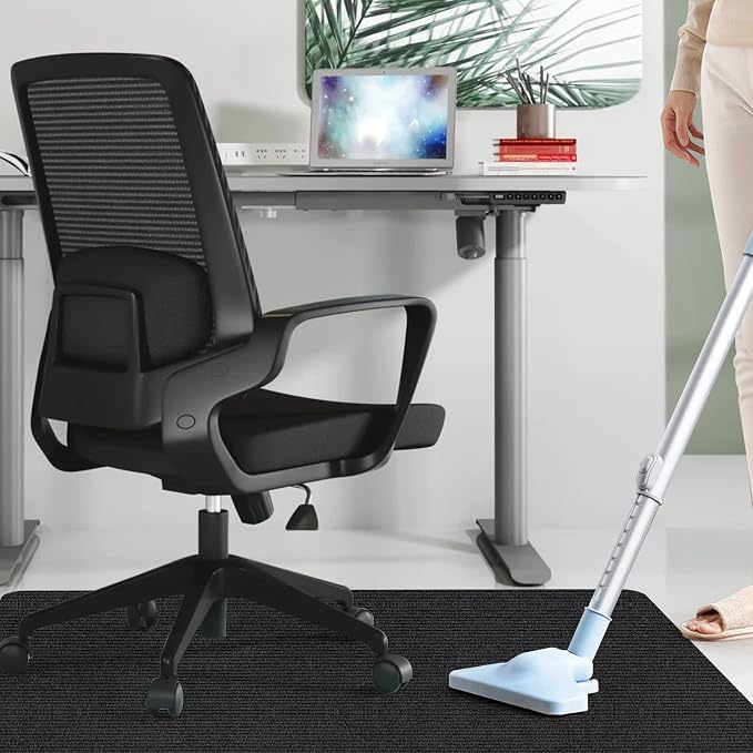 Sycoodeal Office Chair Mat for Hardwood Floor,Office Computer Gaming Chair Mat for Tile Floor,Large Floor Protector Rug,Anti-Slip,Easy to Clean,Pure Black(48"x36")