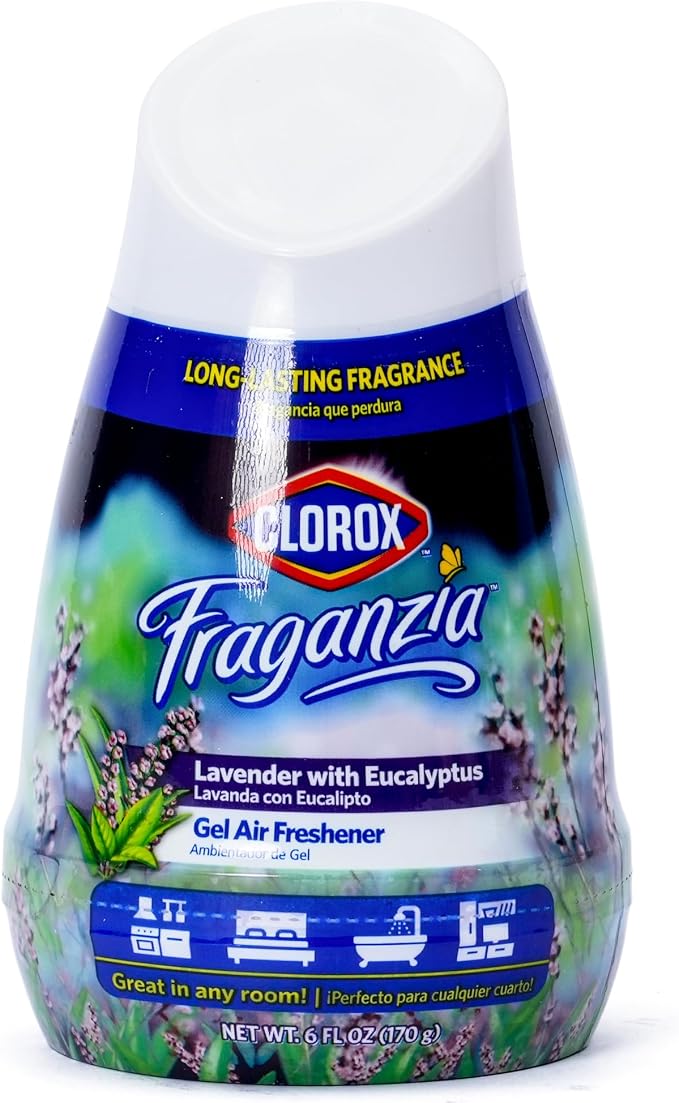 Clorox Fraganzia Gel Air Freshener Cone, Lavender Scent 6oz 3pk | Great in bedrooms, bathrooms, kitchens, and offices; soothing lavender blends with crisp eucalyptus for a calming home scent