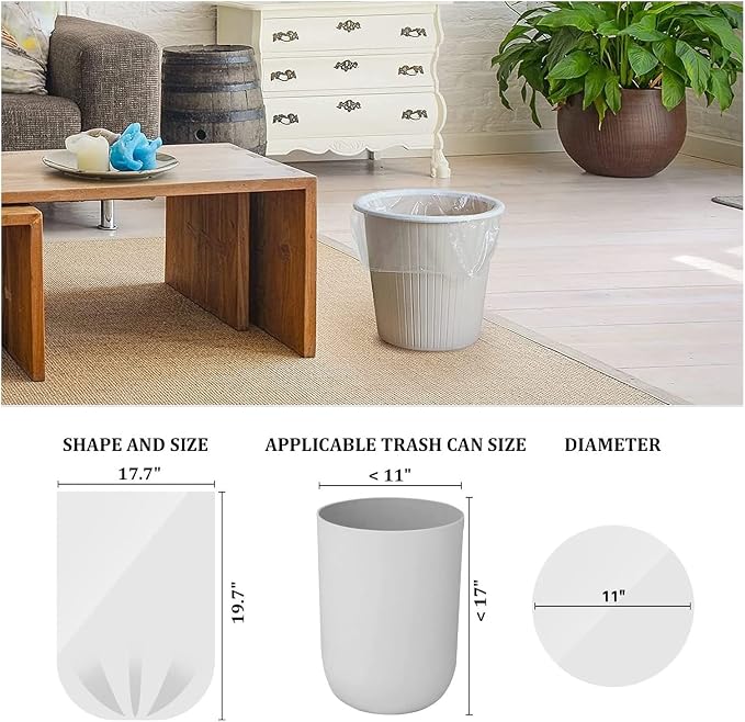 Tebery 200 Counts 4 Gallon Clear Small Garbage Bags Trash Bags, Wastebasket Bin Liners for Bathroom Bedroom Office Trash Can, 4 Rolls