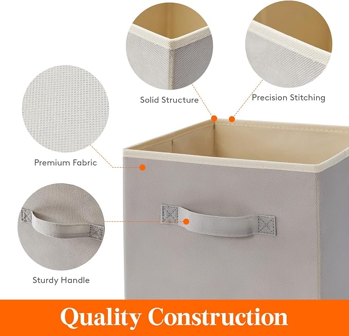Lifewit Storage Cubes, 13 Inch Organizer Bins, 36L Light Gray, 12 Packs | Foldable Decorative Fabric Storage Baskets for Organizing Home Organizers with Handles for Shelves, Closet