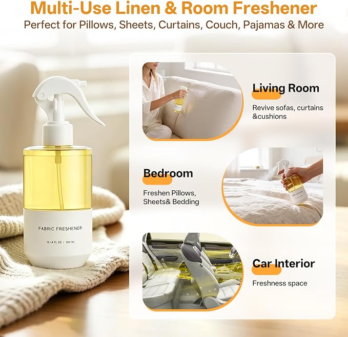Fabric Freshener Spray, Odor Eliminator Long-Lasting Gardenia Scent | Clothes & Room Deodorizer, Linen Spray, for Couches, Carpets & Bedding, Alcohol-Free, Safe for Kids & Pets, 10.14 OZ, 2-PK