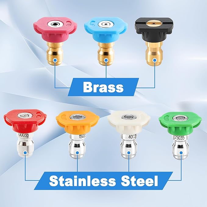 Tool Daily Pressure Washer Nozzle Tips, Multiple Degrees, 3.5 GPM, 7 Pack | 1/4" Quick Connect Power Washer Nozzle Tips Set for Car Washing, 4000 PSI