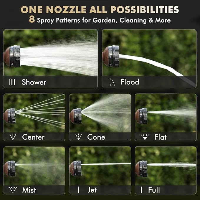 RESTMO Garden Hose Nozzle Heavy Duty, Thumb Control Metal Sprayer Nozzle | Zinc Alloy Body with TPU Coating, 8 Adjustable Spray Patters, Ergonomic Handle, Leak Proof, Idea for Washing & Watering