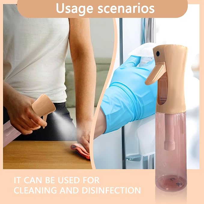 Spray Bottle for Hair Continuous Ultra Fine Mist (300ml) 360° Multi Spray Bottle for Plants, Cleaning, Skin Care Leakproof & Durable 2 Pack