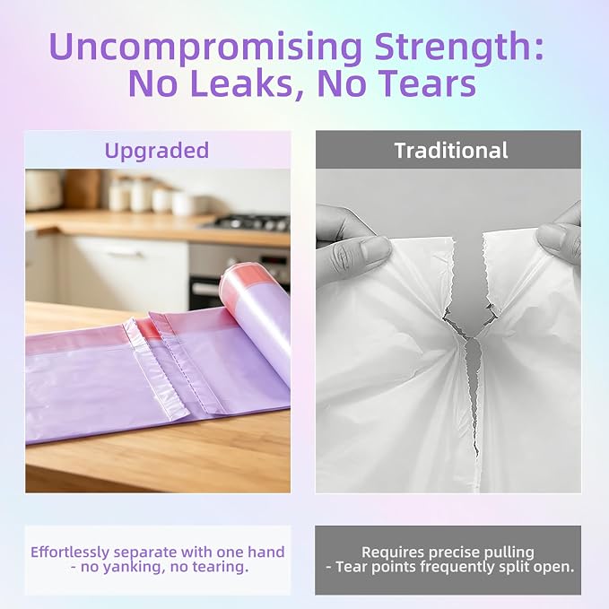 2.6 Gallon Trash Bags, 200 Count Drawstring Small Garbage Bags Thick Pre-separated Unscented Trash Can Liners for Bathroom Office Kitchen Bedroom Home Multi Colored