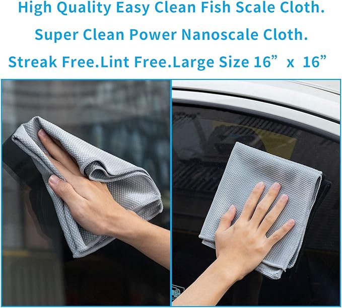 Nanoscale Cleaning Cloth,Easy Clean Fish Scale Microfiber Glass Cleaning Cloths Streak Free for Window Car Mirrors Windshield Lint Free Microfiber Polishing Cleaning All-Purpose Towel Pack of 6(Green)