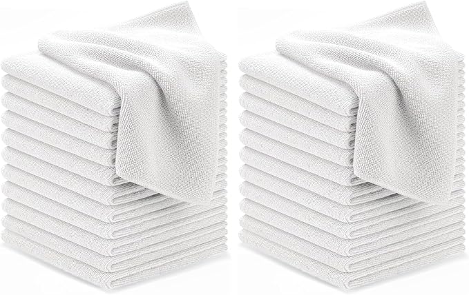 Avalon Towels Microfiber Cleaning Cloths (Value Pack of 24) - Size 12 x 12 Inches, Highly Absorbent Cleaning Rags, Lint Free, Reusable and Washable, Microfiber Towels for Cars