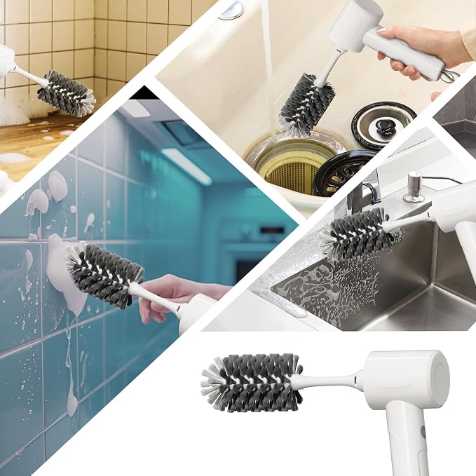Electric Spin Scrubber, Cordless Handheld Brush, 2 Speeds | 4 Attachments1500mAh Battery IPX7 Waterproof 120-Min Runtime for Kitchen Bathroom Stovetop Glass Car