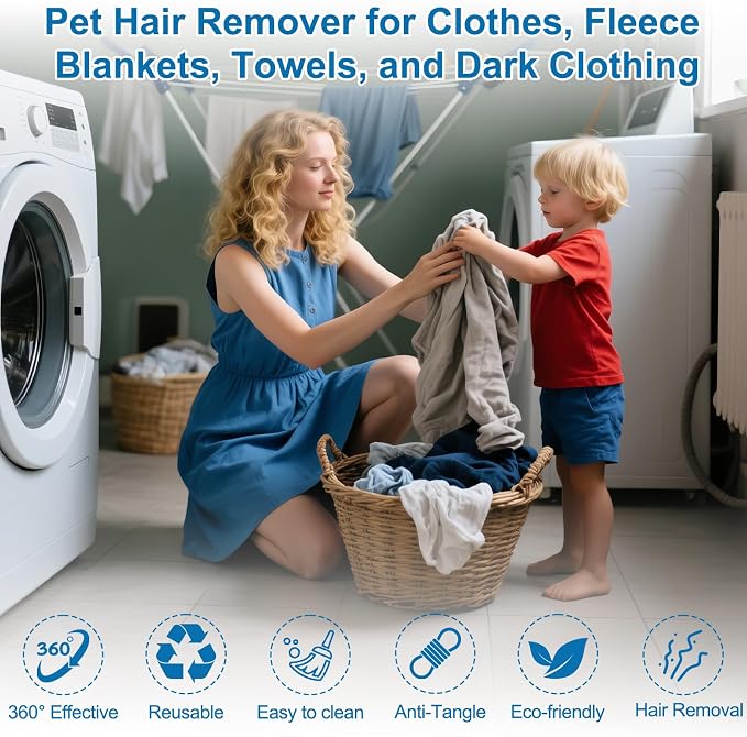 20Pcs Pet Hair Remover for Laundry, 1.4 inch Mini Ball Lint Traps | Effective Dryer Ball for Cat Dog Pet Hair in Clothes,Sheets,Towels, Lint Catcher for washing Machine Without Damaging Fabrics