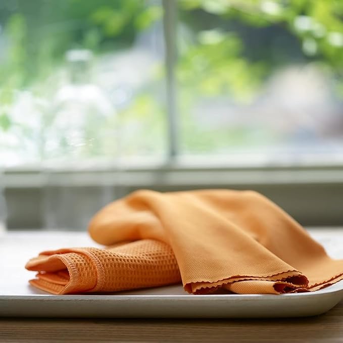 E-Cloth Window and Glass Cleaner Kit, Just Add Water - 1 Kit | Chemical-Free Cleaning - Reusable & Machine Washable Towel, Versatile Use for Mirrors, Cars, & Lenses, Tangerine Orange